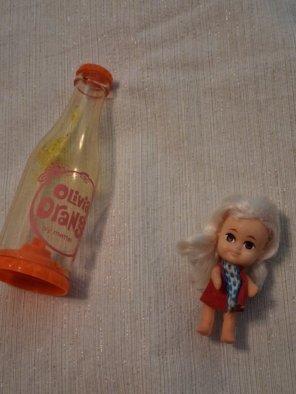 Vintage Retro Mattel 1967 Little Kiddle Hong Kong Orange Soda bottle + Doll MCM
